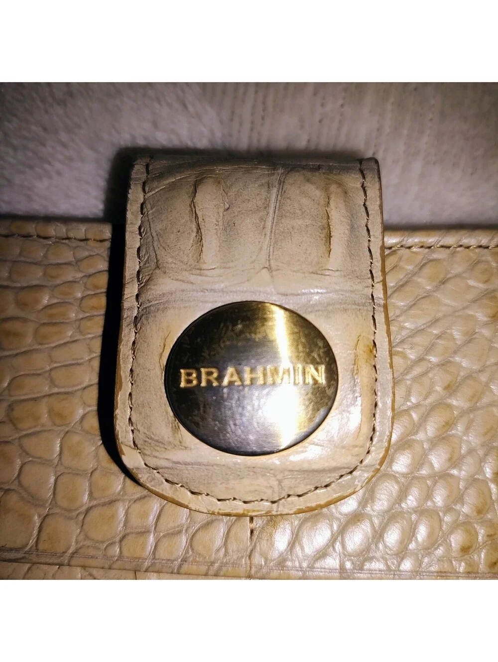 Brahmin Ady Wallet Pecan/ Driftwood Melbourne Col Crocodile Embossed Leather